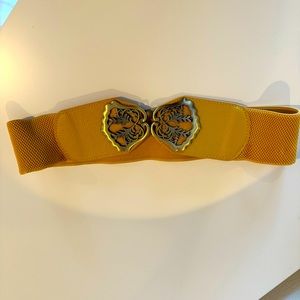 Mustard yellow street waist belt with brass buckle detail